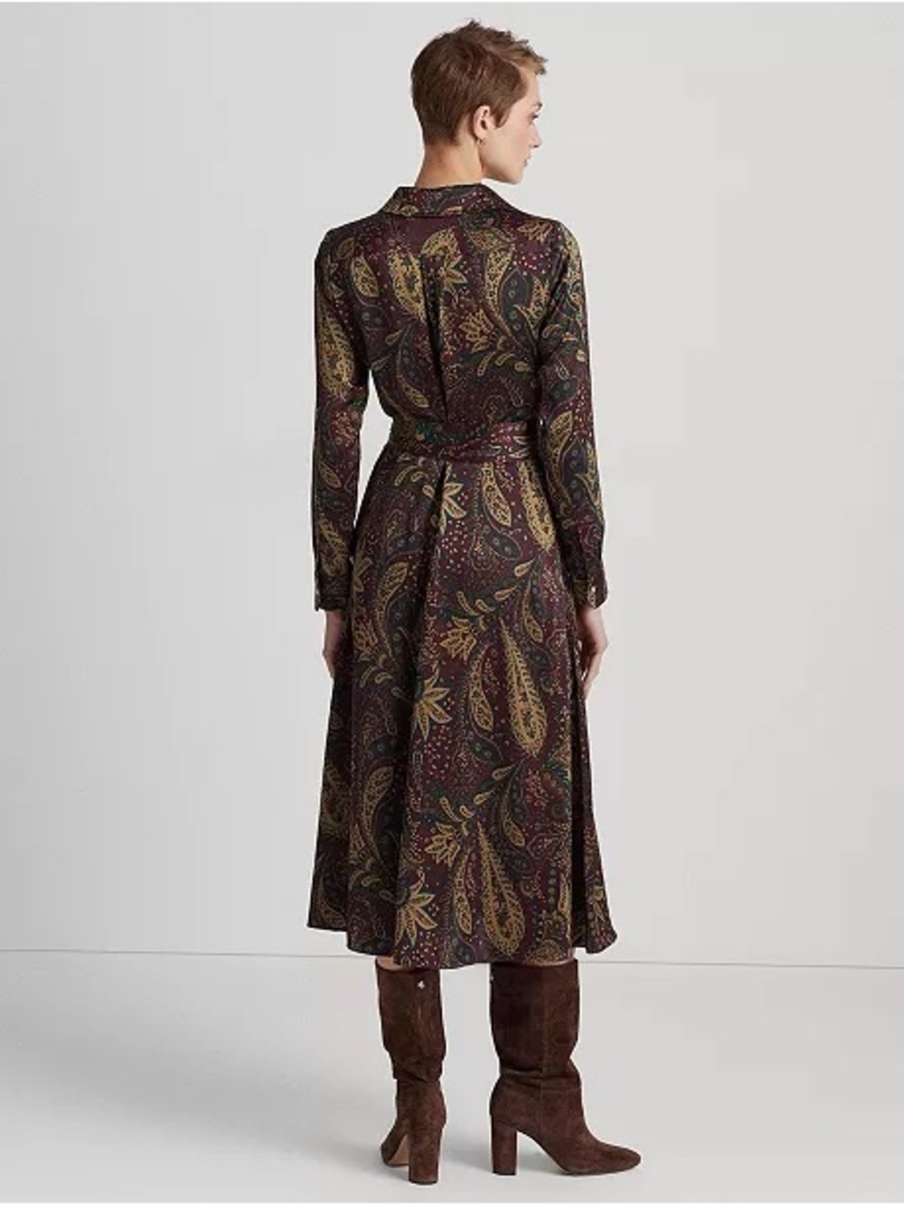 Lauren Ralph Lauren Paisley Charmeuse Midi Dres - Picture 2 of 14